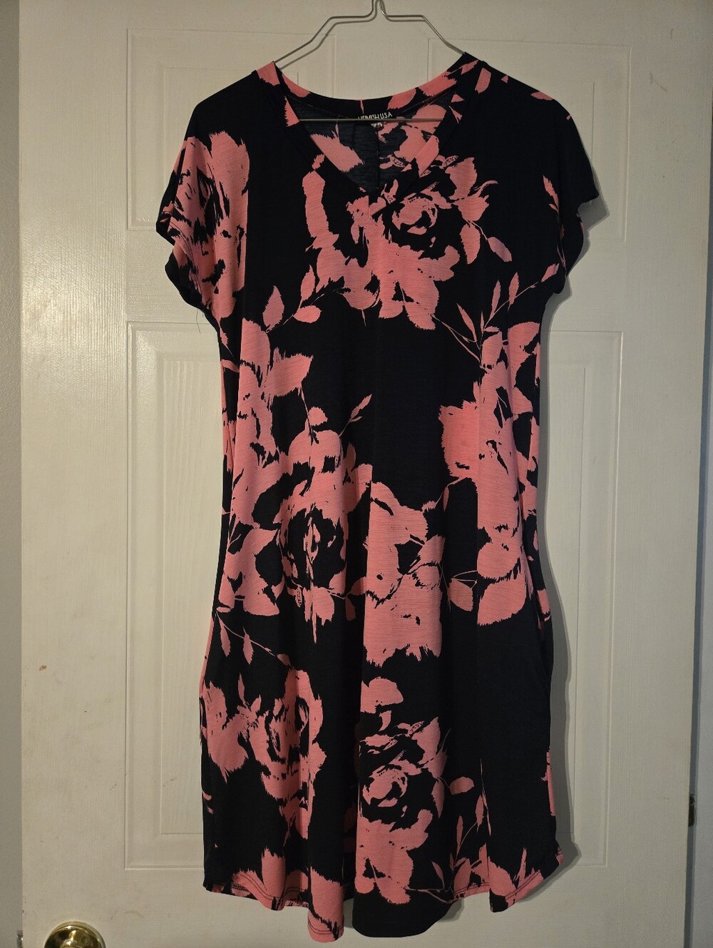 Pink Floral Print Shift Dress - Women's
